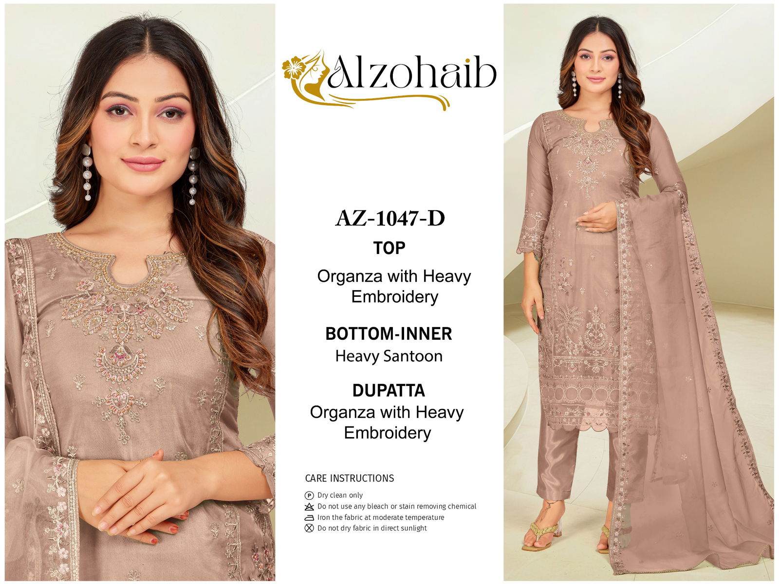 Alzohaib Az 1047 A To D Organza Pakistani Suits Wholesale Price In Surat

